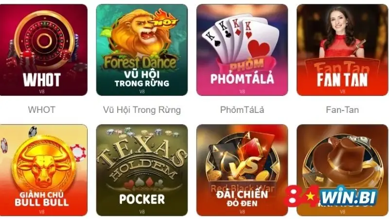 Các tựa game nên thử sau khi tải app 84win thành công