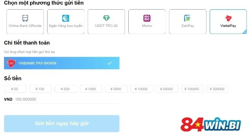 Nạp tiền 84Win - Tăng vốn ngay